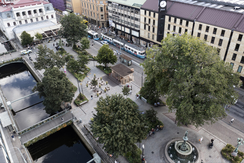 Café Brunnsparken - Fågelperspektiv montage